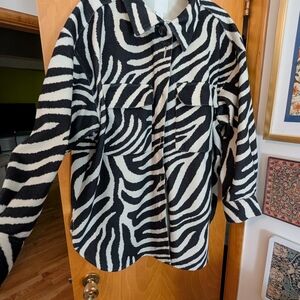 H&M Black and White Zebra Print Teddy Jacket